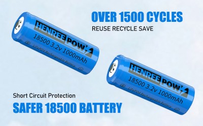 Henreepow 18500 Акумулаторна батерия, 3.2V Lifepo4 литиев фосфатна батерия 1000mAh за Outdoor Gar